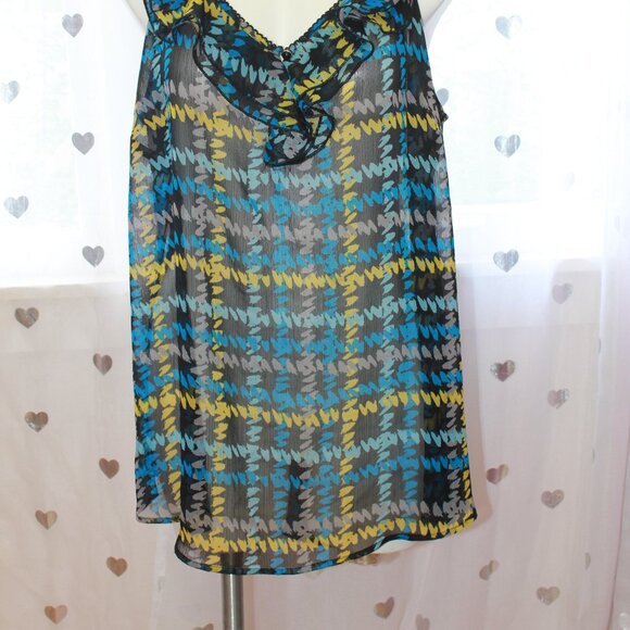 #271 Avenue Studio Blue Plaid Patterned Dressy Tank Size 18/20 - Picture 2 of 12